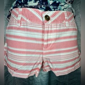 SO Shorts Stretch Striped Rolled Hem Coral Pink White Spring Summer Size Small